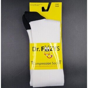 White Compression Socks Airline Travel Comfort Sports Knee High Socks Foozys OS